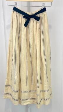 LITTLE CREATIVE FACTORY Girls Striped Cotton Linen Skirt Bow Beige Blue Size 10